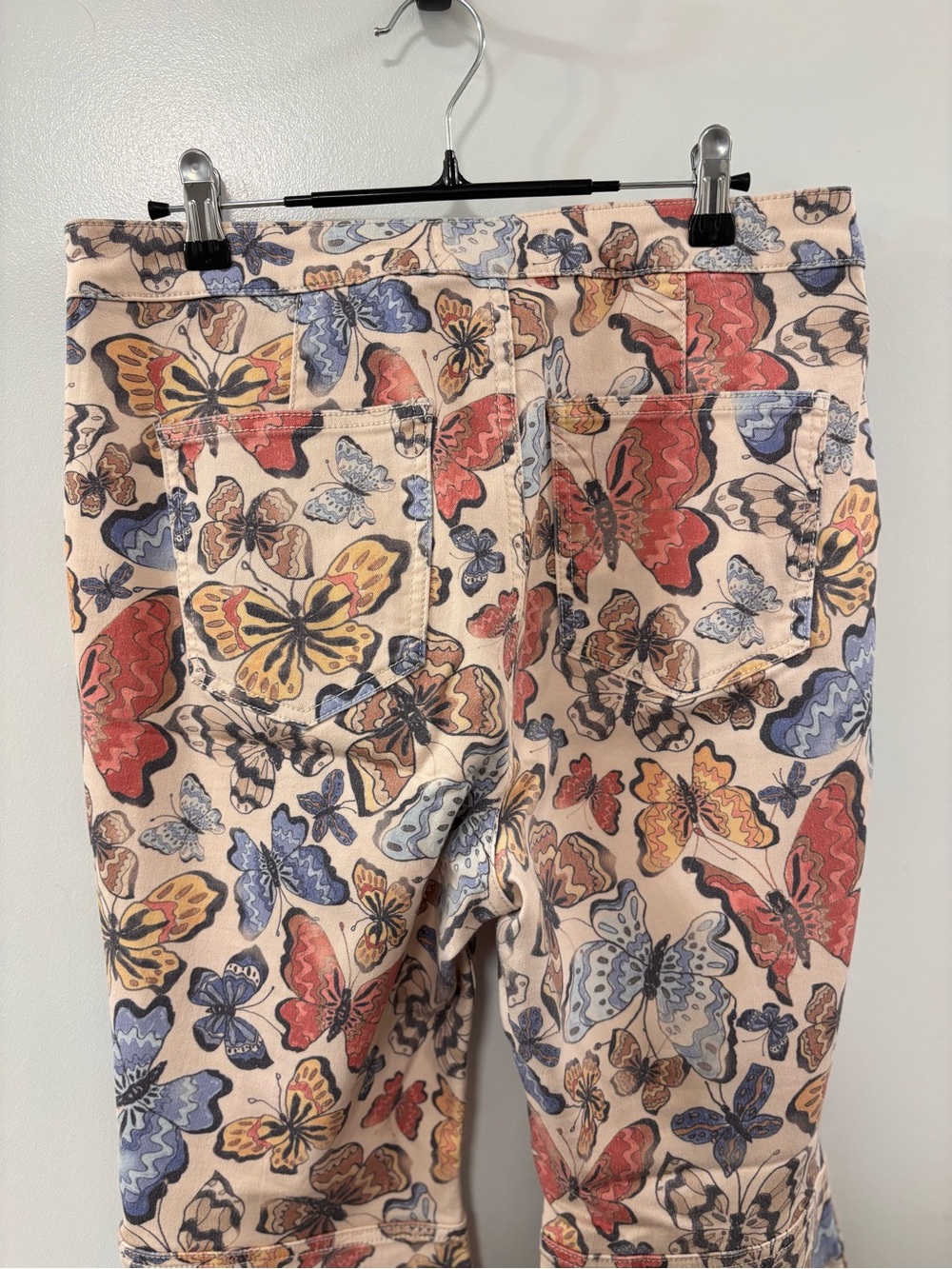 Free People Peach Butterfly Print Flare Jeans - Picture 11 of 12